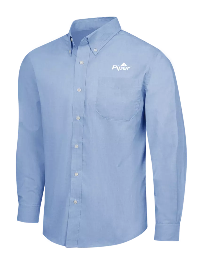 Piper Light Slate Blue Crosshatch Easy Care Shirt w/Piper Logo