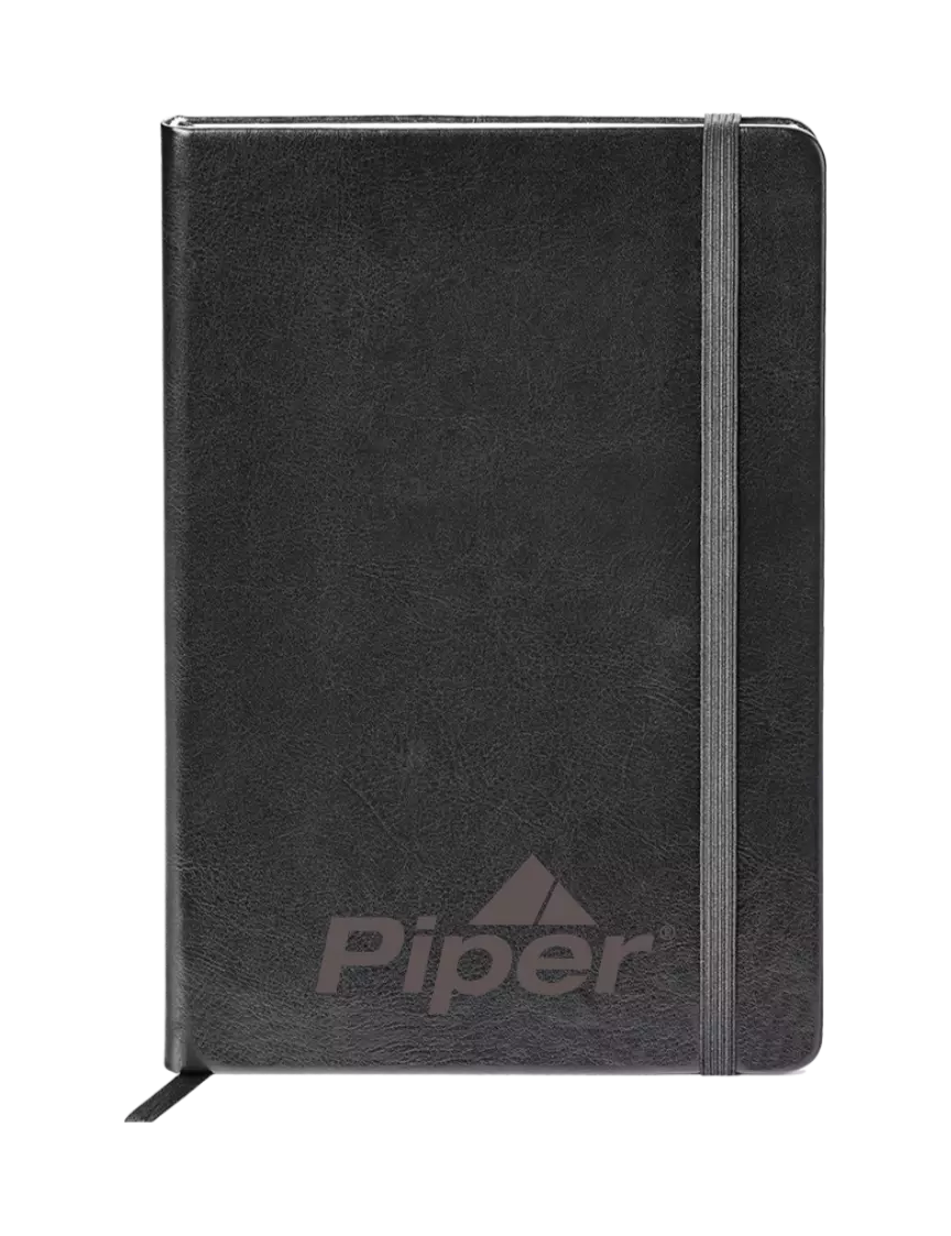 Piper Fabrizio Black Hard Cover 5.75 x 8.3 Journal w/Piper Logo