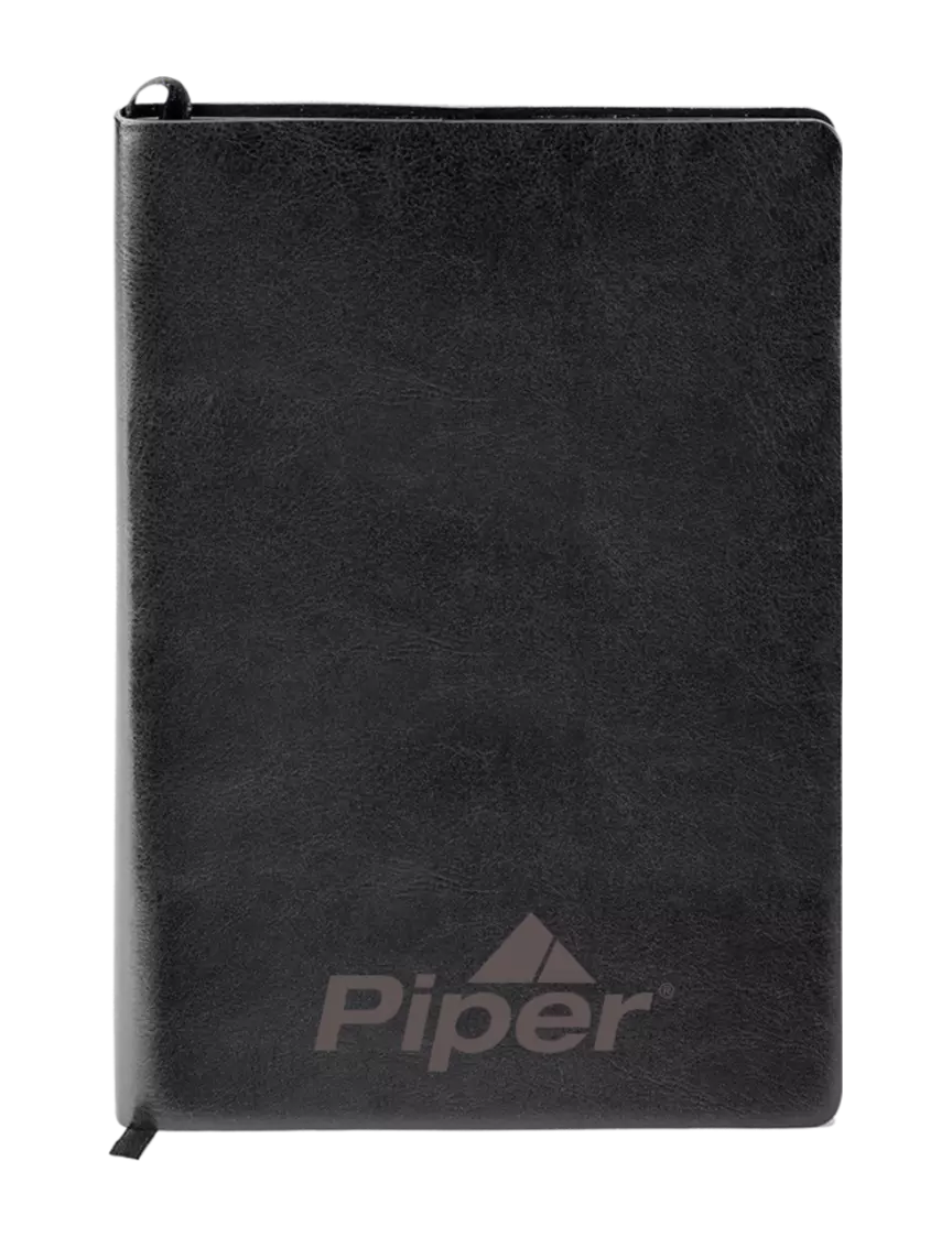 Piper Fabrizio Black Soft Cover 5.75 x 8.125 Journal w/Piper Logo