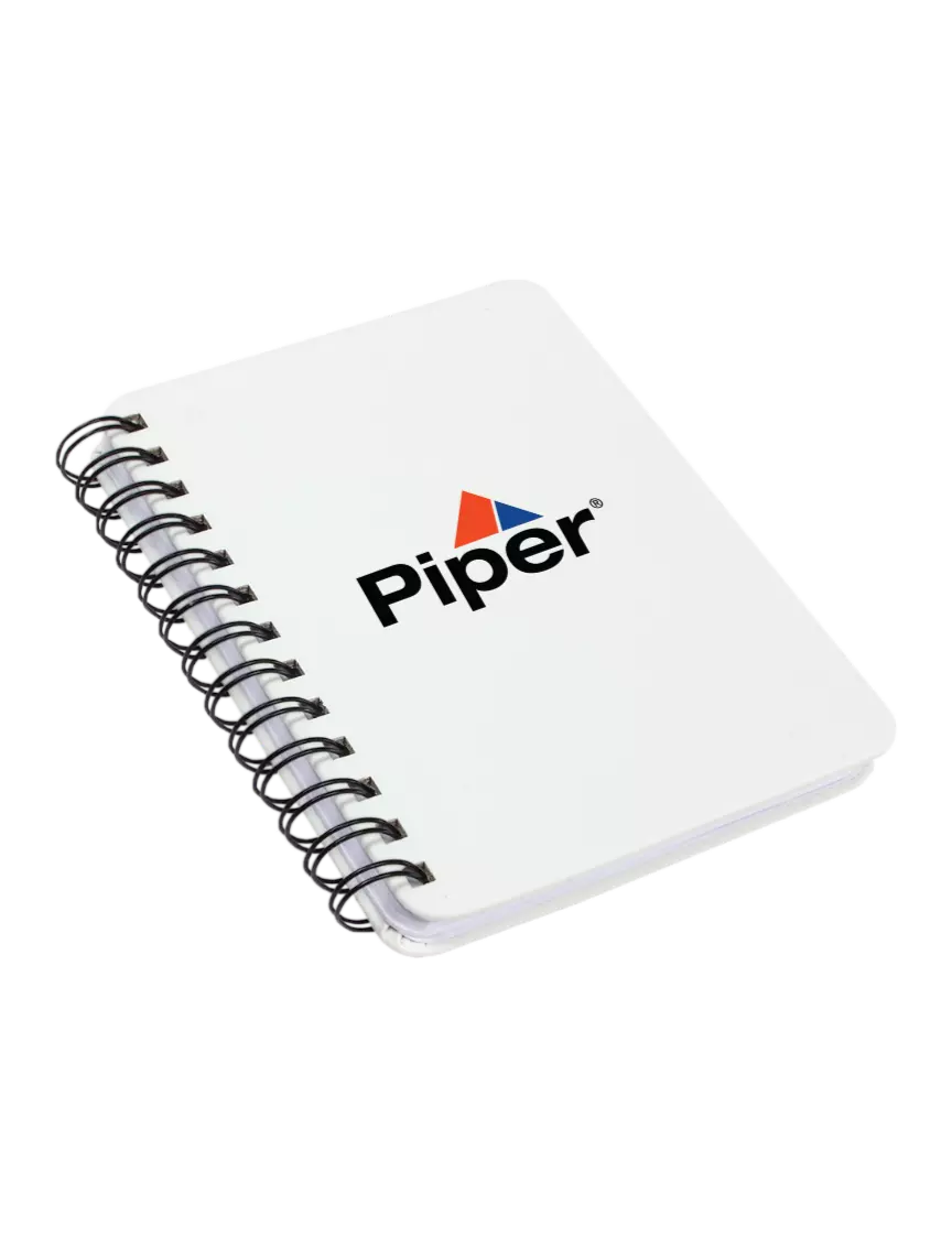 Piper Sturdy White Hardcover Notebook, 5.25 x 7 w/Piper Logo