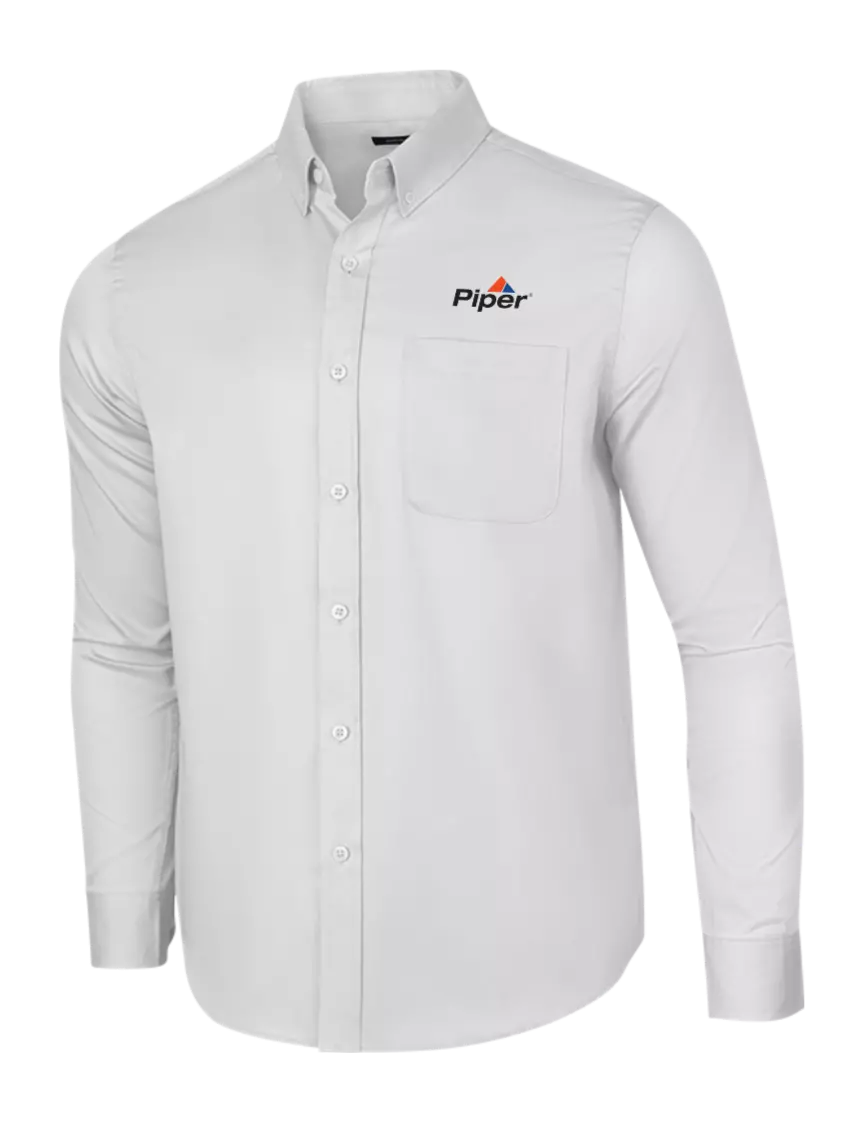 Piper Long Sleeve White Superpro React Twill Shirt w/Piper Logo