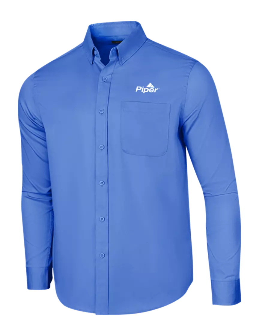 Piper Long Sleeve Dark Carolina Blue Superpro React Twill Shirt w/Piper Logo