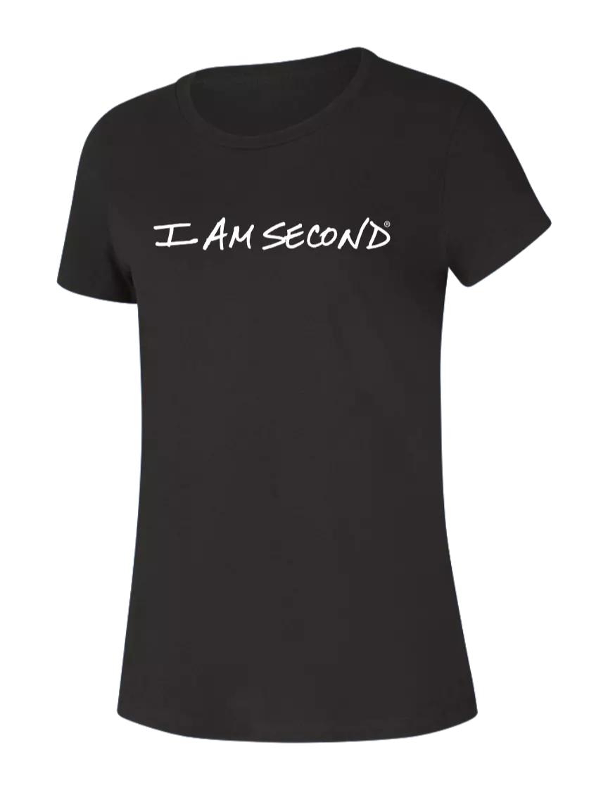 I Am Second Womens Seriously Soft Black T-Shirt w/I Am Second Logo