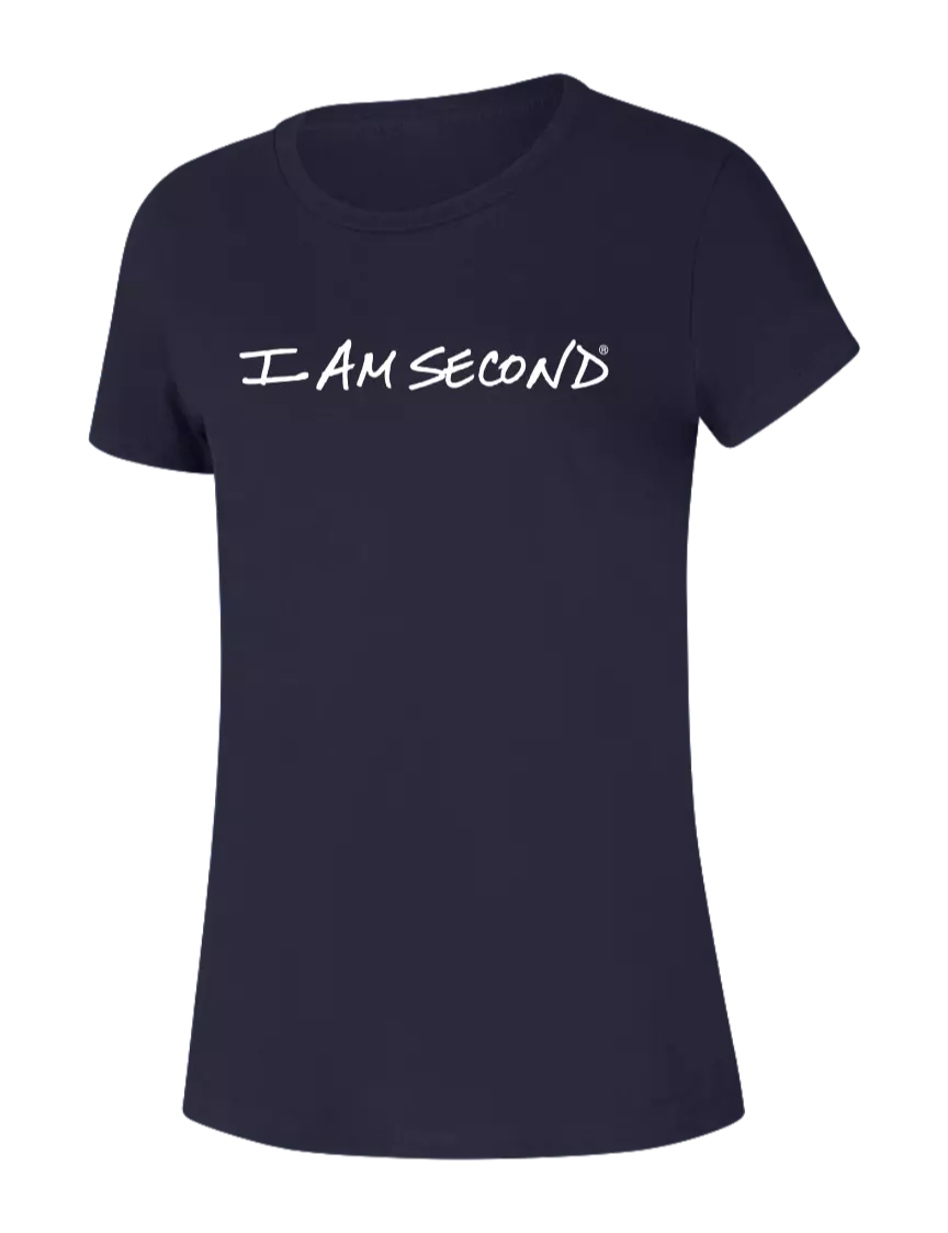 I Am Second Womens Seriously Soft New Navy T-Shirt w/I Am Second Logo
