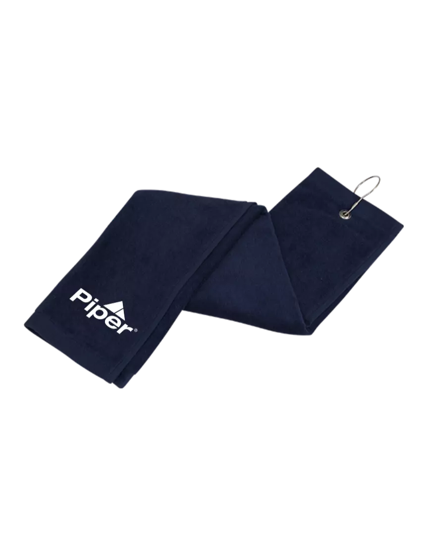 Piper Navy Tri-Fold Golf Towel with Grommet w/Piper Logo