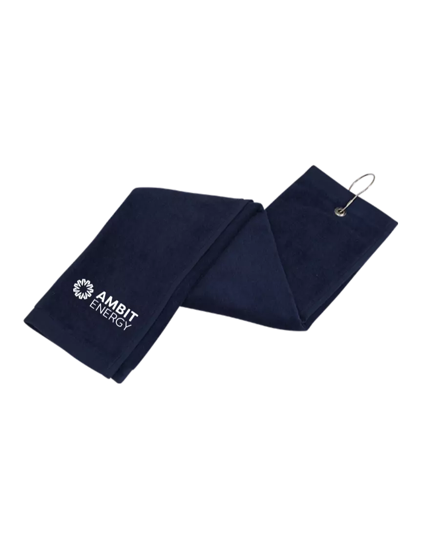 Ambit Navy Tri-Fold Golf Towel with Grommet w/Ambit Logo