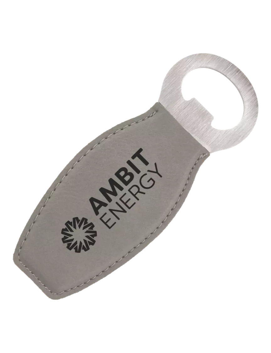 Ambit Grey Leatherette Bottle Opener with Magnet w/Ambit Logo 