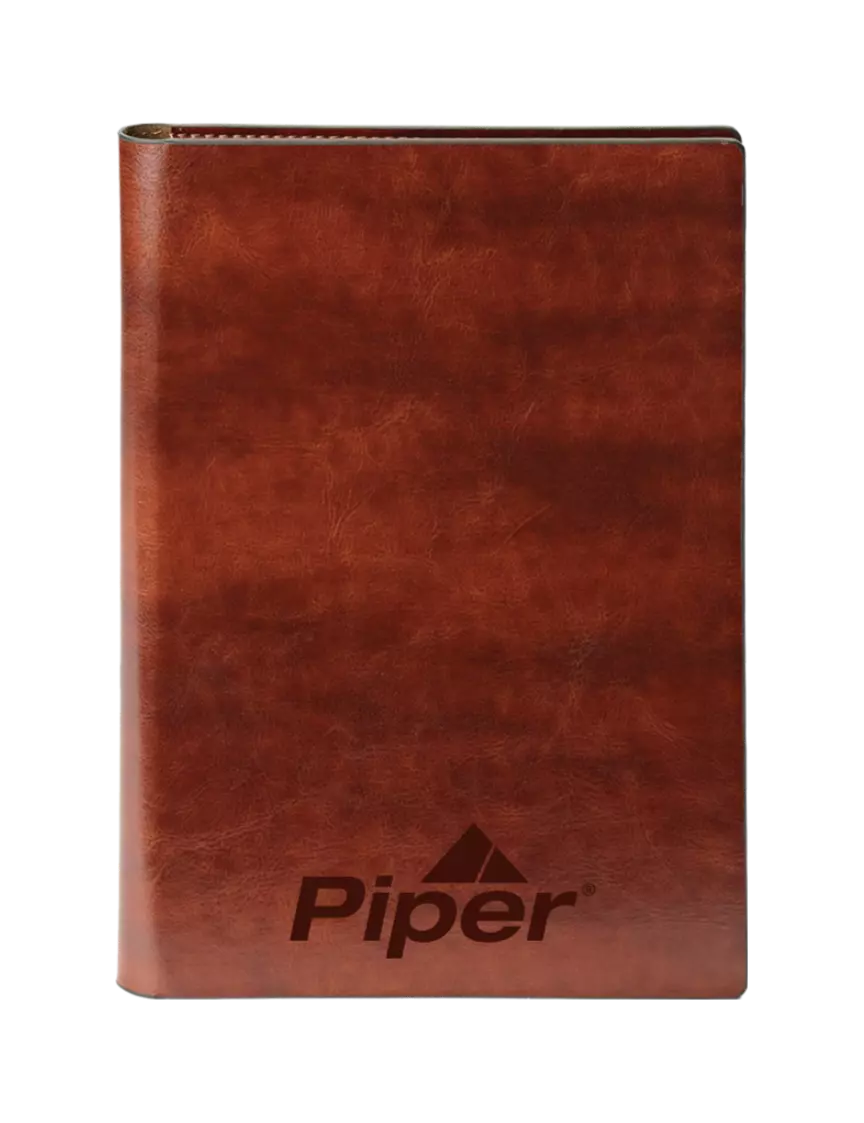 Piper Fabrizio Brown 7 x 9.625 Padfolio & Refillable Notepad w/Piper Logo