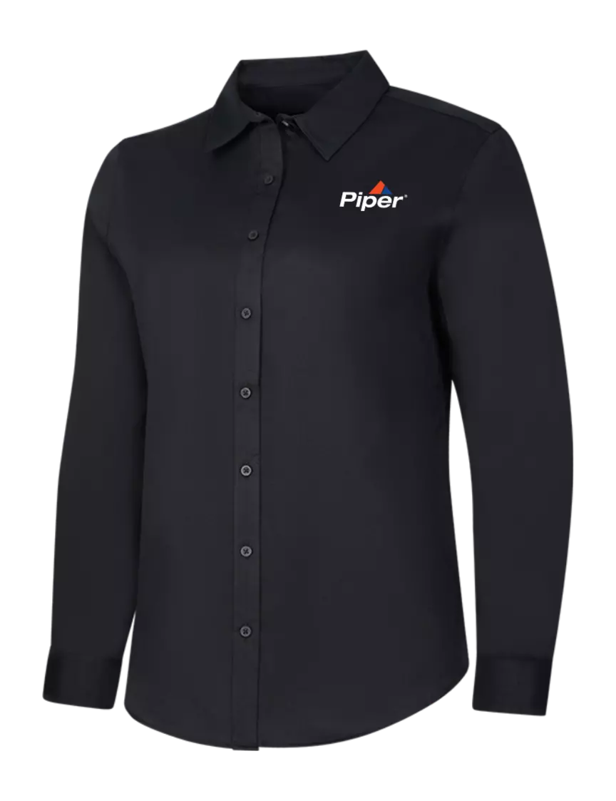 Piper Womens Black Long Sleeve Superpro React Twill Shirt w/Piper Logo