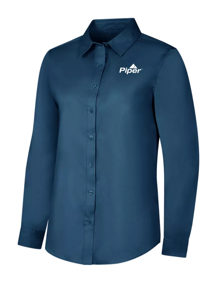 Piper Light Navy Womens Long Sleeve Superpro React Twill Shirt w/Piper Logo