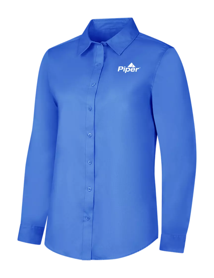 Piper Dark Carolina Blue Womens Long Sleeve Superpro React Twill Shirt w/Piper Logo