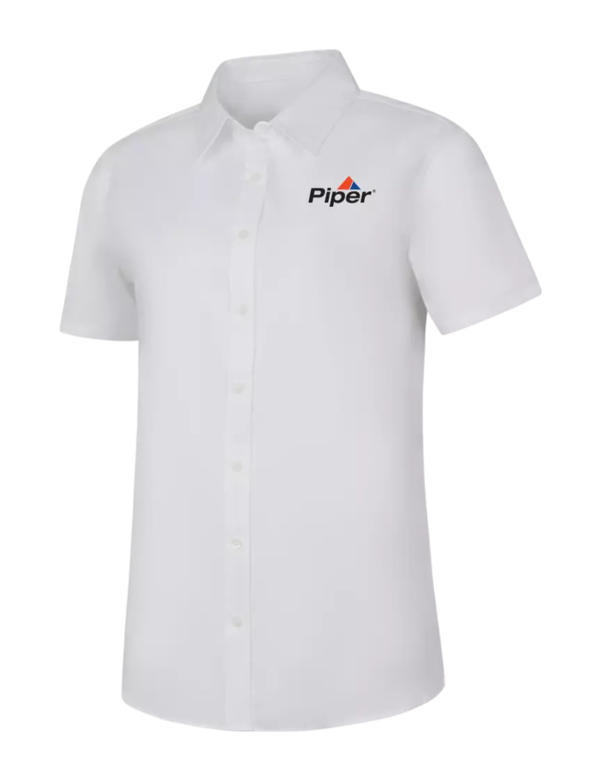 Piper Womens White Short Sleeve Superpro React Twill Shirt w/Piper Logo