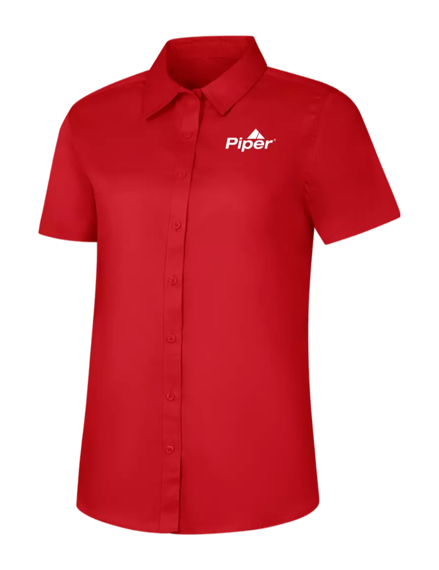 Piper Womens Red Short Sleeve Superpro React Twill Shirt w/Piper Logo