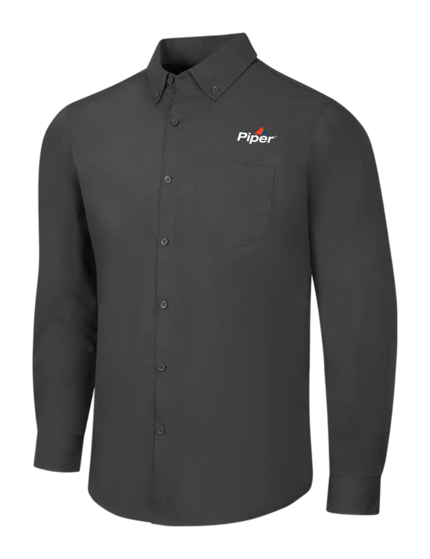 Piper Dark Grey Long Sleeve Carefree Poplin Shirt w/Piper Logo