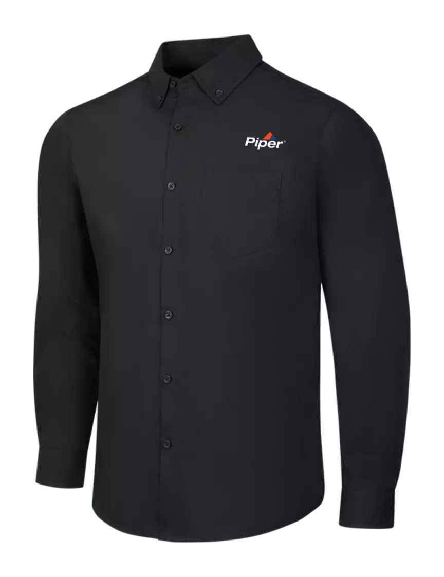 Piper Black Long Sleeve Carefree Poplin Shirt w/Piper Logo