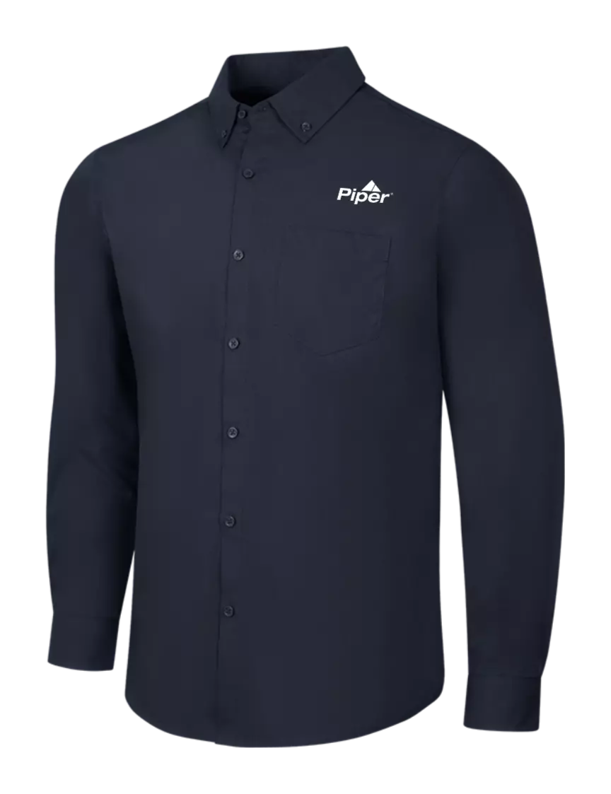 Piper Navy Long Sleeve Carefree Poplin Shirt w/Piper Logo