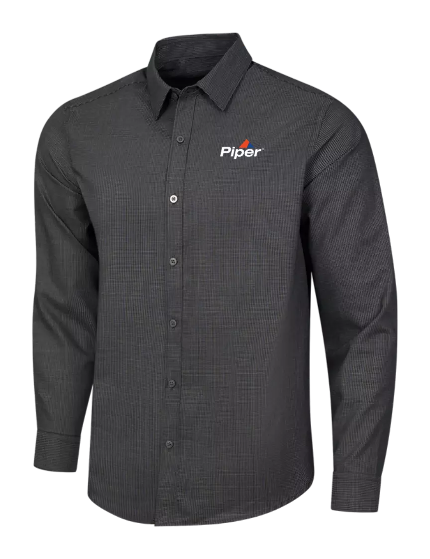 Piper Black/Grey Steel Pincheck Easy Care Shirt w/Piper Logo