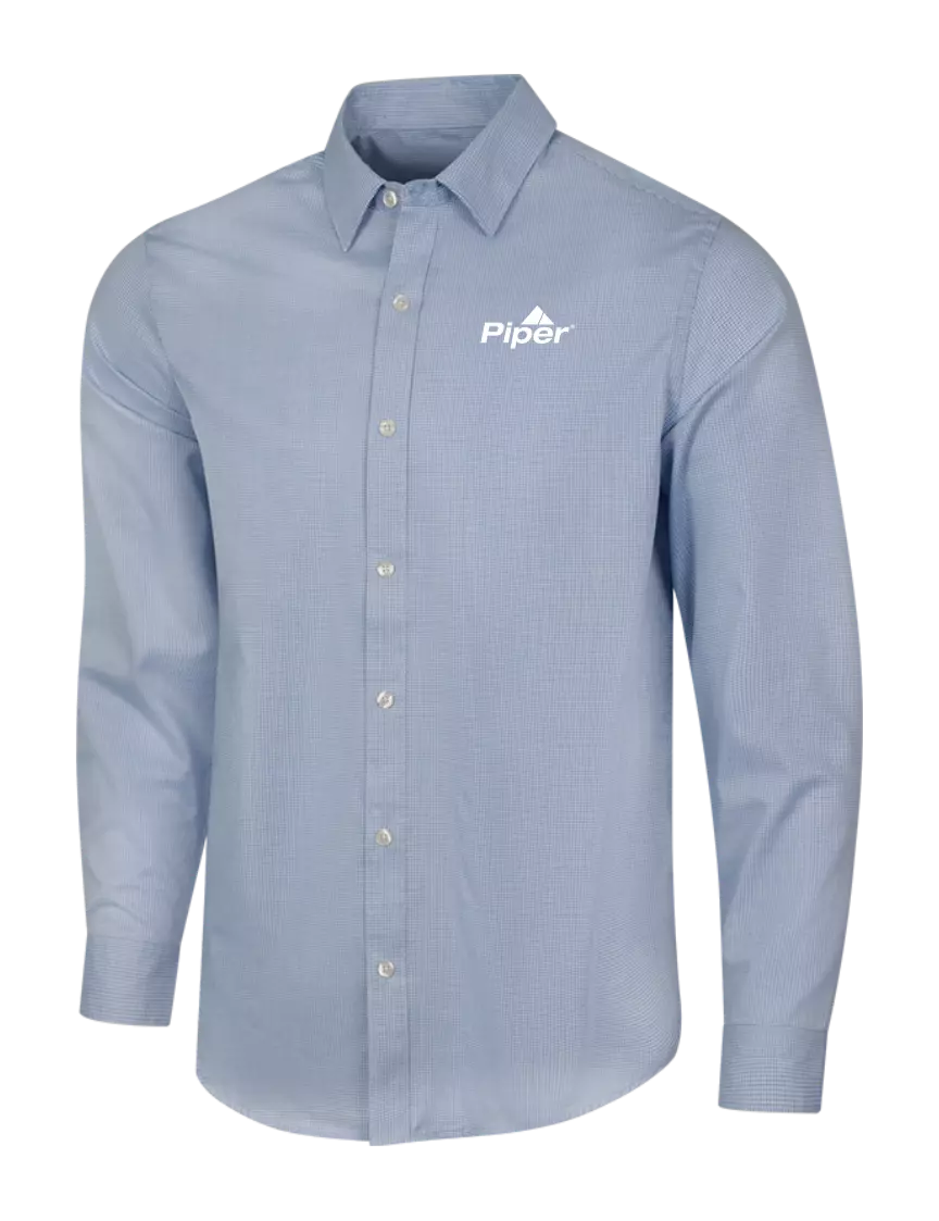 Piper Light Blue/White Pincheck Easy Care Shirt w/Piper Logo