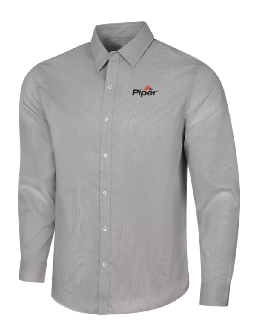 Piper Light Grey/White Pincheck Easy Care Shirt w/Piper Logo