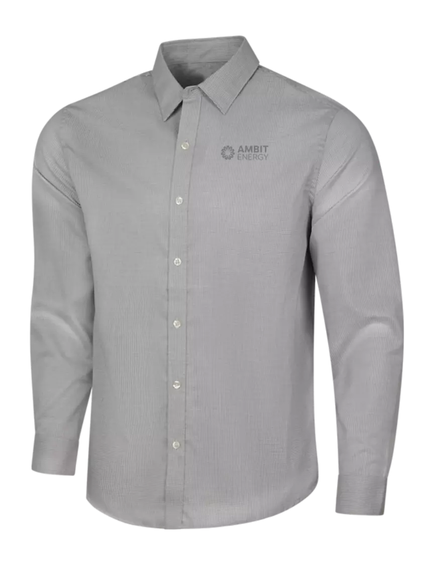 Ambit Light Grey/White Pincheck Easy Care Shirt w/Ambit Logo