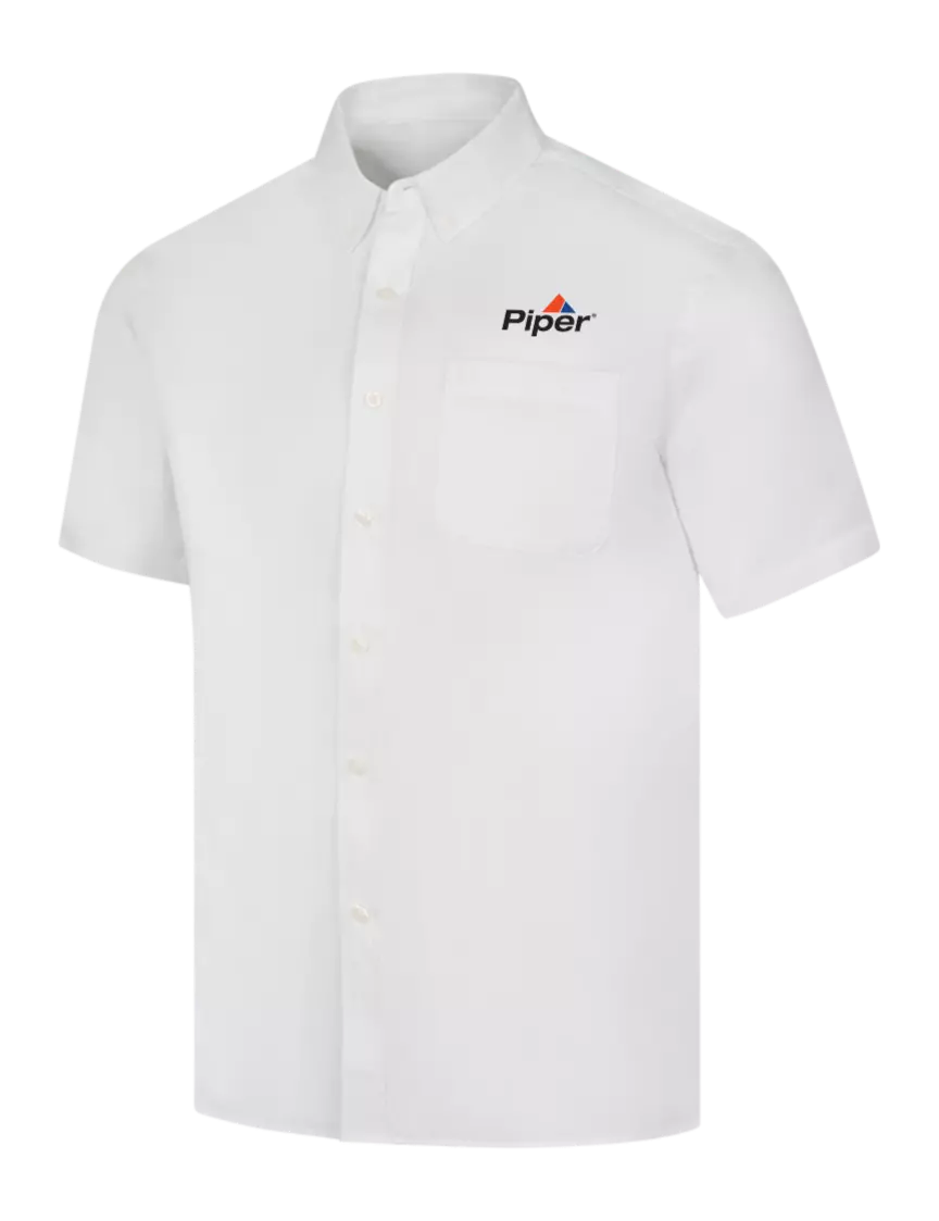 Piper Short Sleeve White Superpro React Twill Shirt w/Piper Logo
