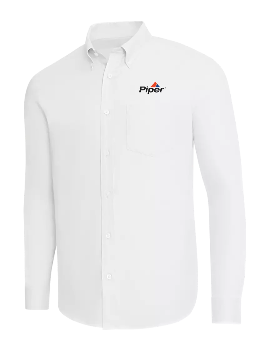 Piper Brooks Brothers White Wrinkle-Free Stretch Pinpoint Shirt w/Piper Logo