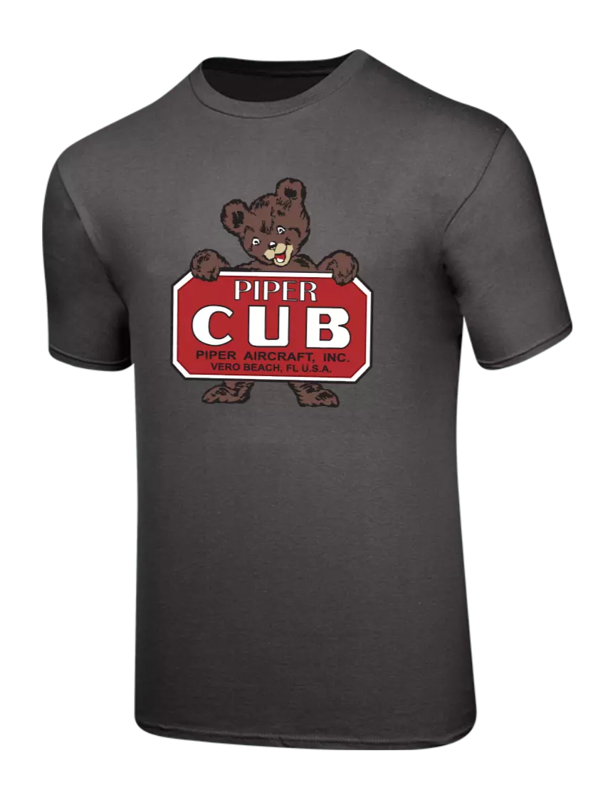 Piper Ring Spun Charcoal 4.5 oz T-Shirt w/Piper Cub Logo