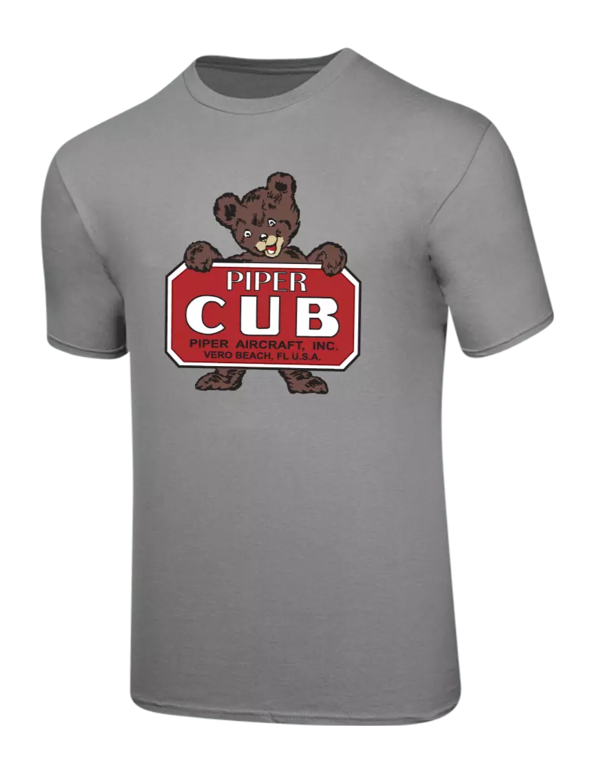 Piper Ring Spun Medium Grey 4.5 oz T-Shirt w/Piper Cub Logo