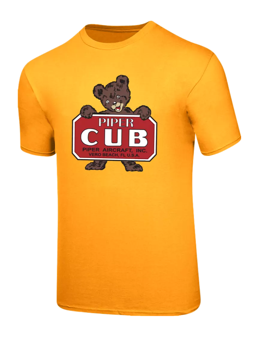 Piper Ring Spun Yellow Gold 4.5 oz T-Shirt
 w/Piper Cub Logo