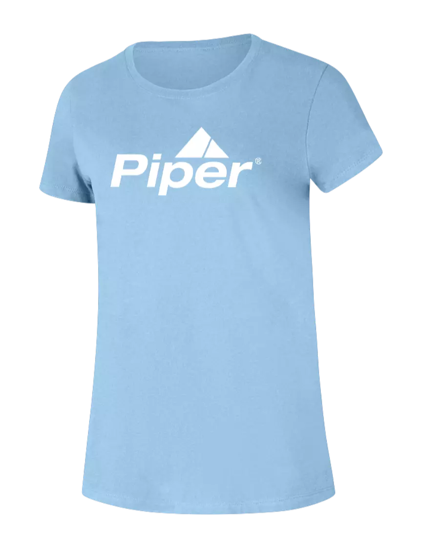 Piper Womens Ring Spun Light Blue 4.5 oz T-Shirt w/Piper Logo