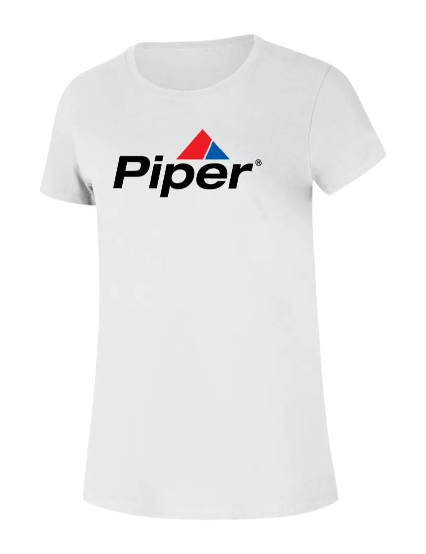 Piper Womens Ring Spun White 4.5 oz T-Shirt w/Piper Logo