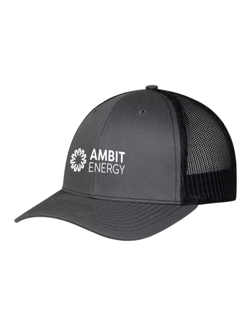 Ambit Richardson Adjustable Snapback Original 112 Trucker Cap Charcoal w/Black Mesh w/Ambit Logo