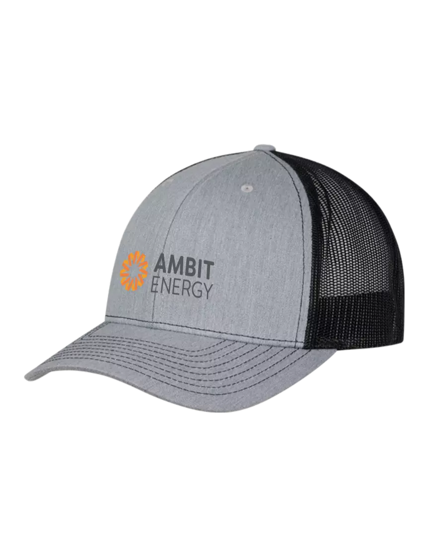 Ambit Richardson Adjustable Snapback Original 112 Trucker Cap Heather Grey w/Black Mesh w/Ambit Logo