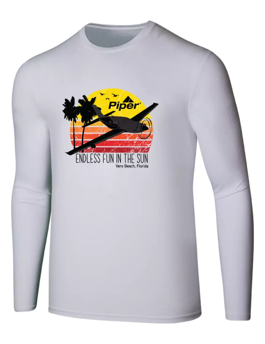 Piper Seriously Soft White Long Sleeve T-Shirt w/Piper Sun & Fun Logo