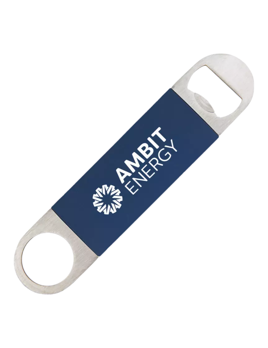 Ambit Navy Bottle Opener with Silicone Grip w/Ambit Logo 