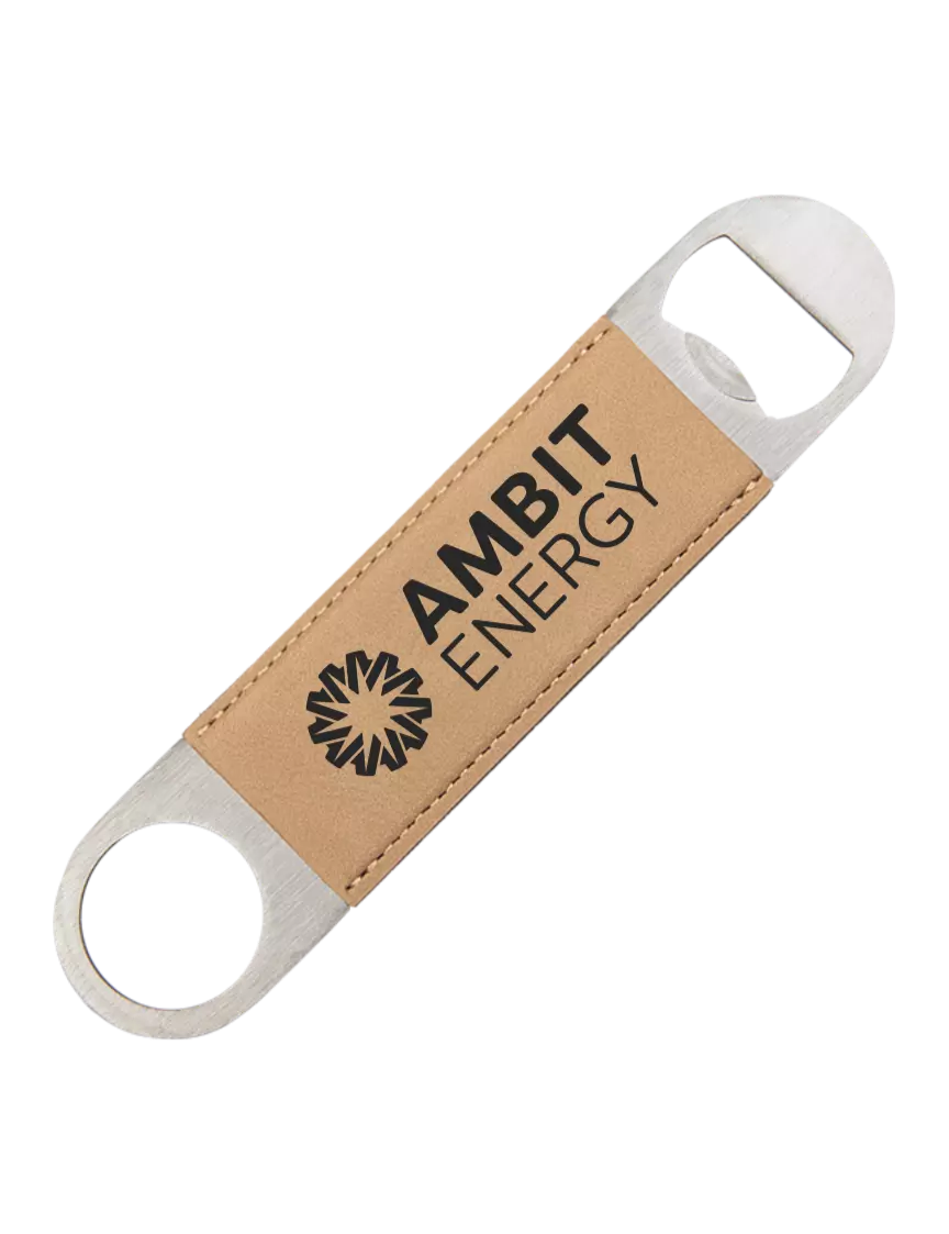 Ambit Tan Leatherette Bottle Opener w/Ambit Logo 