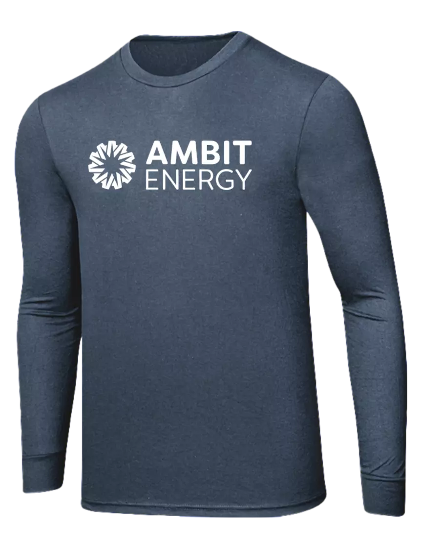Ambit Simply Soft Long Sleeve Navy Frost 4.5 oz, Poly/Combed Ring Spun Cotton T-Shirt w/Ambit Logo