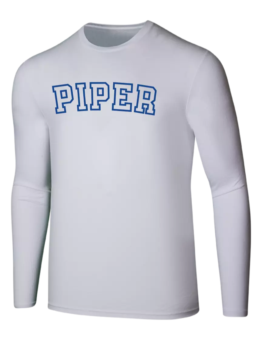 Piper Seriously Soft White Long Sleeve T-Shirt w/Piper Collegiate Logo