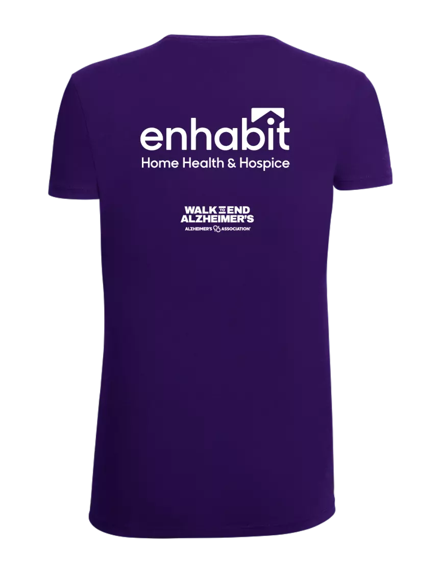 Enhabit Womens Ring Spun Purple 4.5 oz T-Shirt w/Enhabit Alzheimer Logo