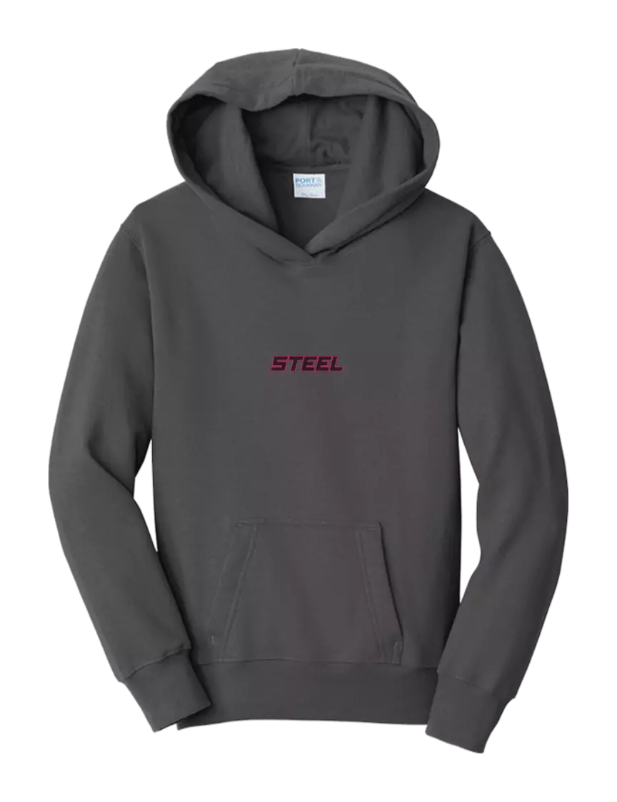 Steel Partners Youth Charcoal 7.8 oz, 50/50 Cotton/Poly Pullover Hooded Sweatshirt w/Steel Partners Logo