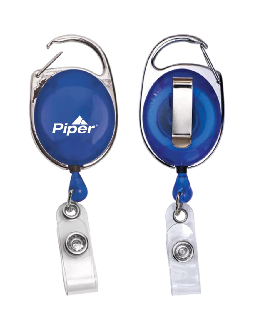 Piper Royal Carabiner Style Badge Reel and Badge Holder w/Piper Logo
