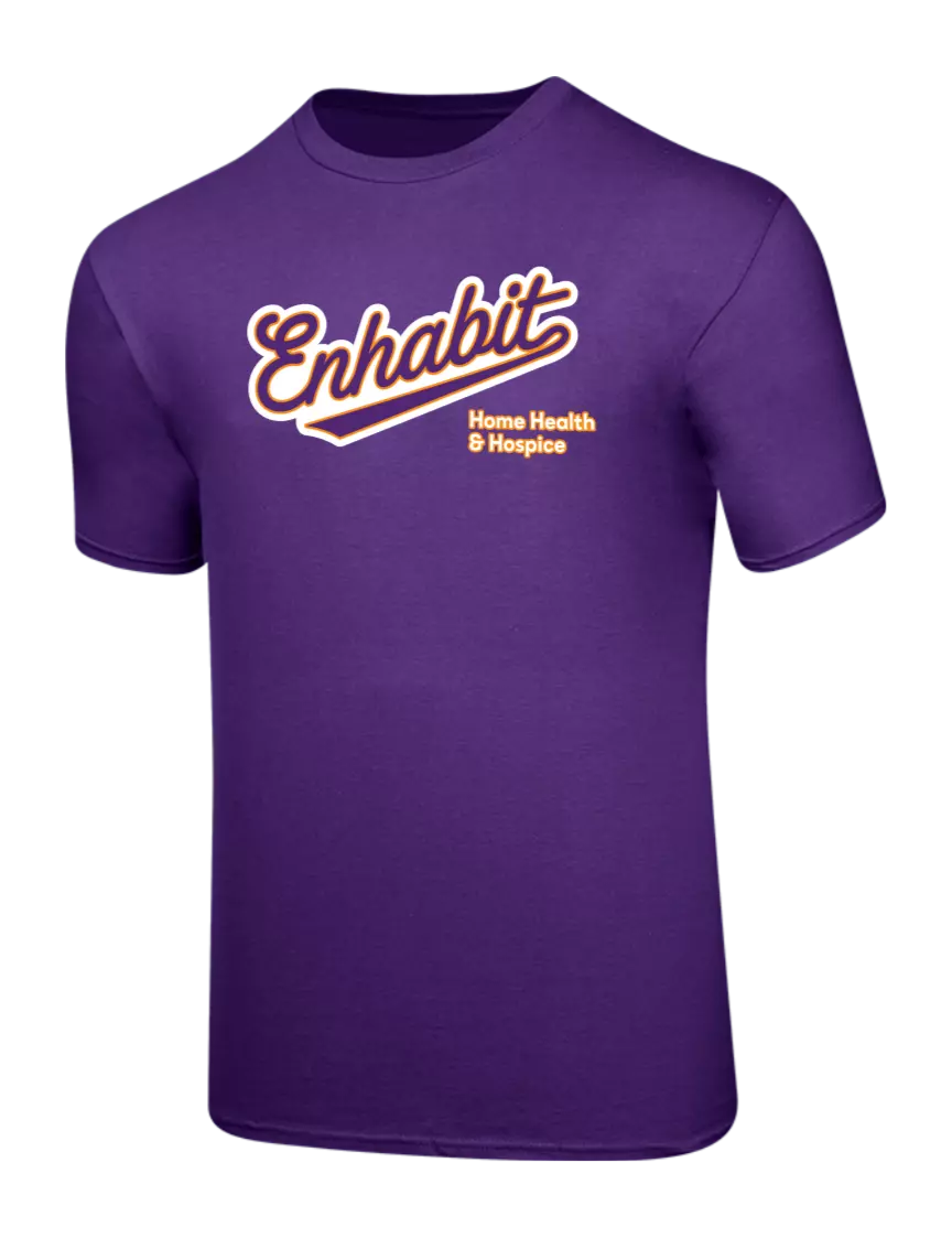 Enhabit Ring Spun Purple 4.5 oz T-Shirt w/Enhabit Baseball Logo