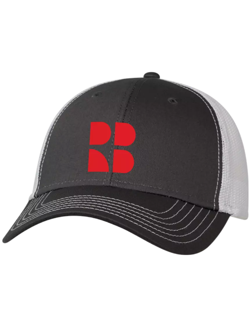 Rectenwald Brothers Charcoal & White Mesh Trucker Cap Snap Back w/RB Logo
