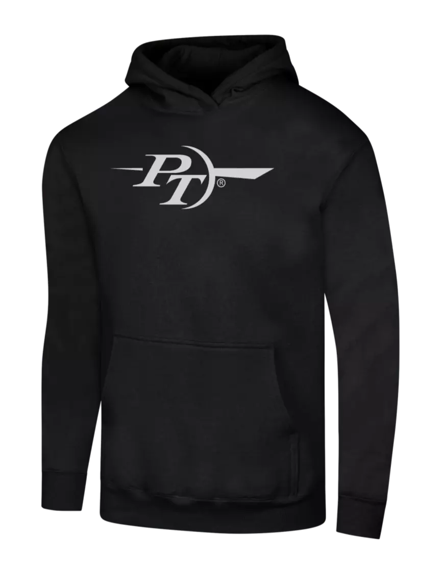 PT Coupling Jet Black 7.8 oz Ring Spun Hooded Sweatshirt w/PT Coupling Logo