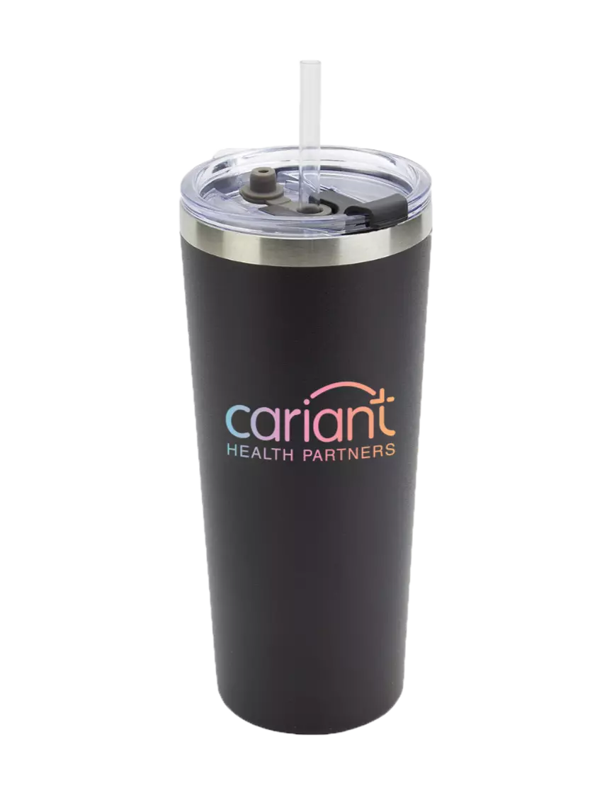 Cariant Brighton Black 20 oz Insulated Tumbler & Straw w/Cariant Logo