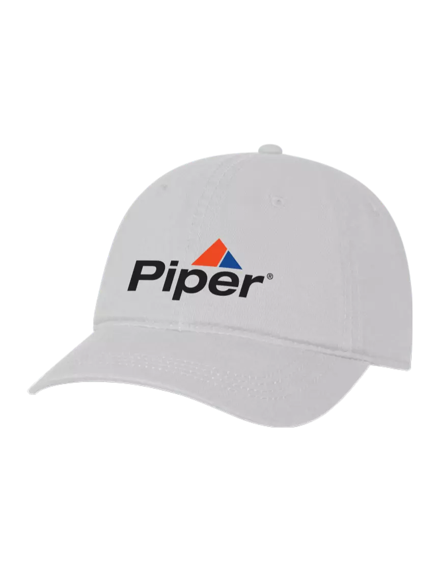 Garment Washed Unstructured Twill White Cap w/Piper Cub Logo