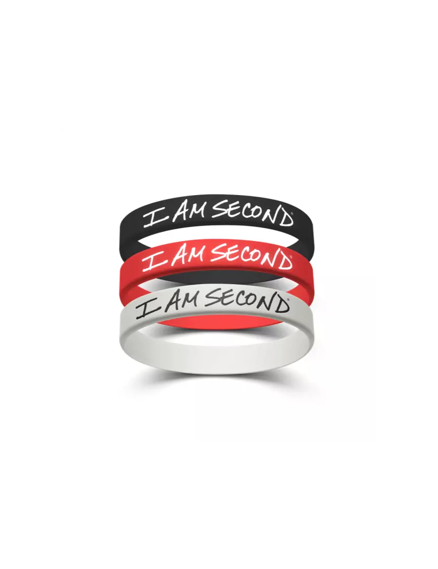 I Am Second 3-Pack Wristband Bundle (Black, Red, White)-Adult