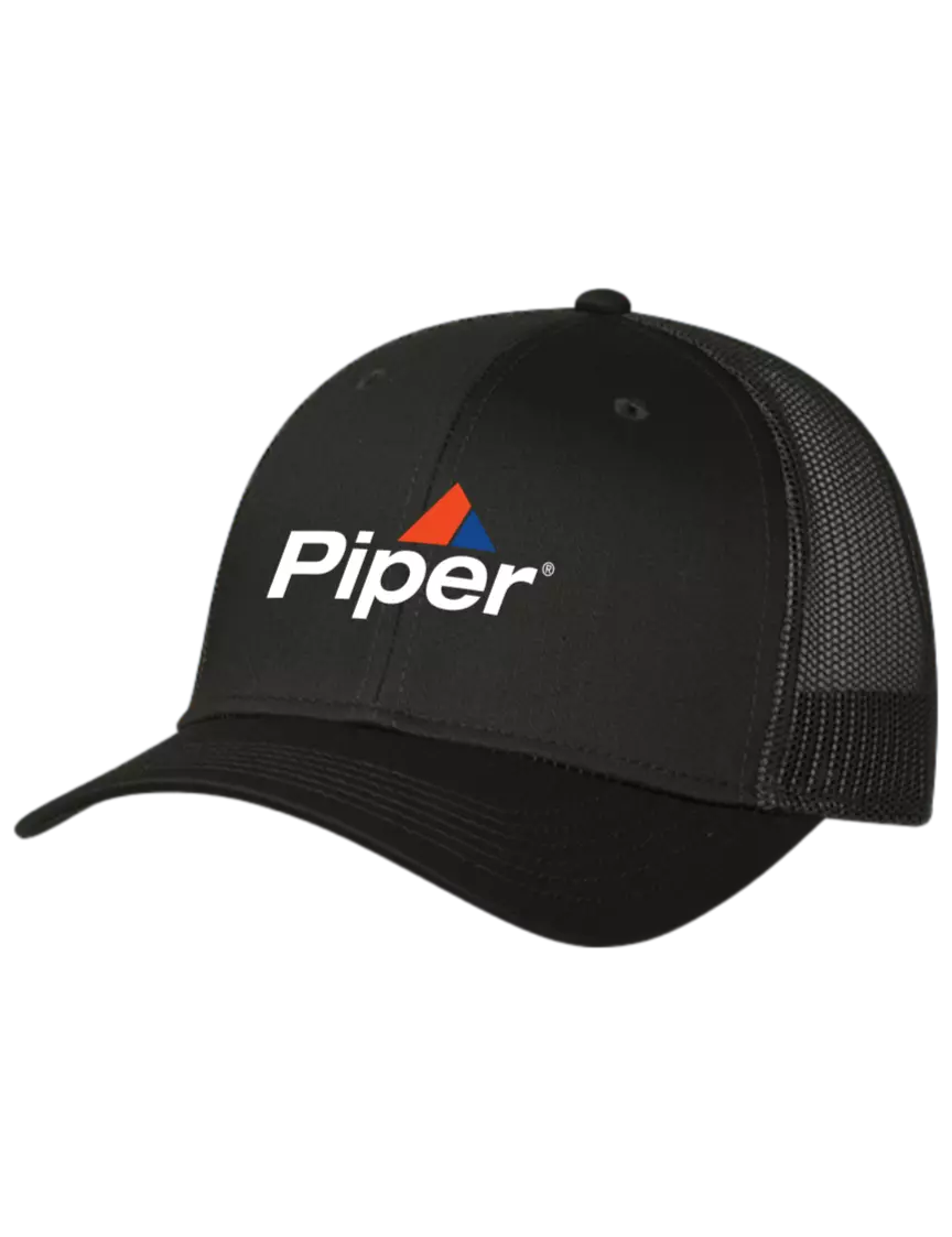 Piper Black Mesh Trucker Cap Snap Back w/Piper Logo