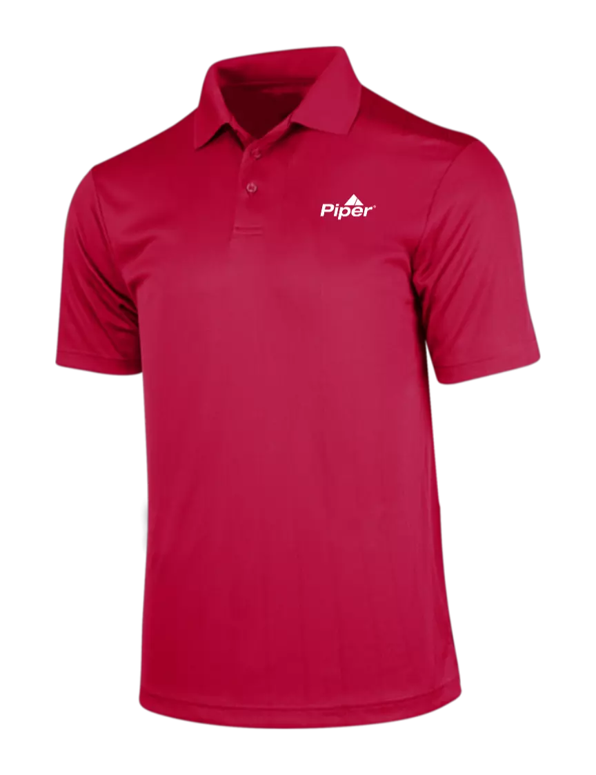 Piper Rich Red Performance Fine Jacquard Polo w/Piper Logo