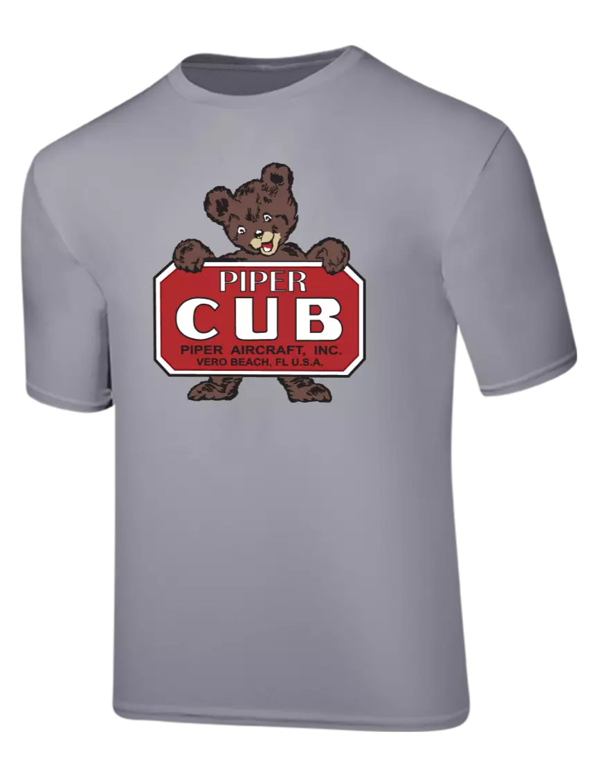 Piper Dry Zone Performance Silver T-Shirt w/Piper Cub Logo
